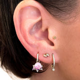 Modernist Diamond Pavé Hoop Earring with Charm