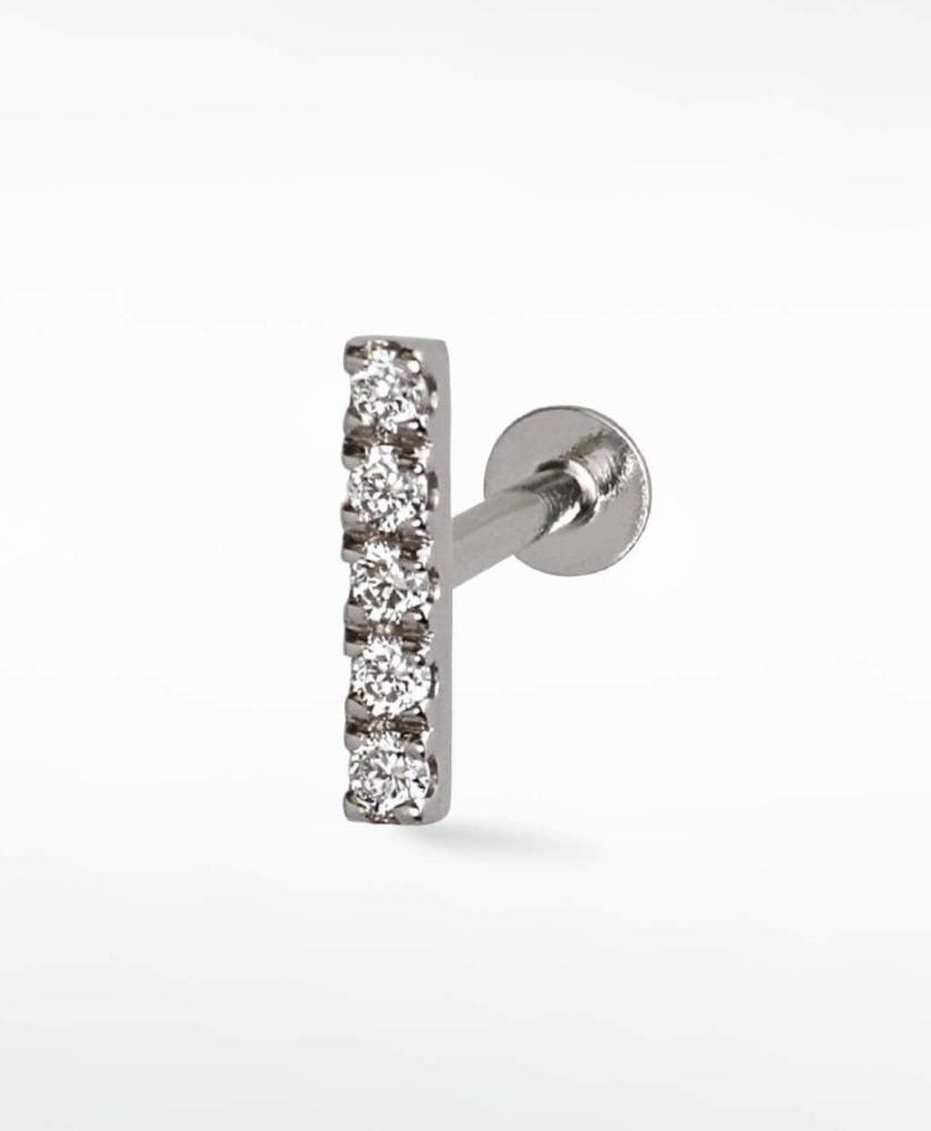 Pendiente modernista con pavé lineal de diamantes