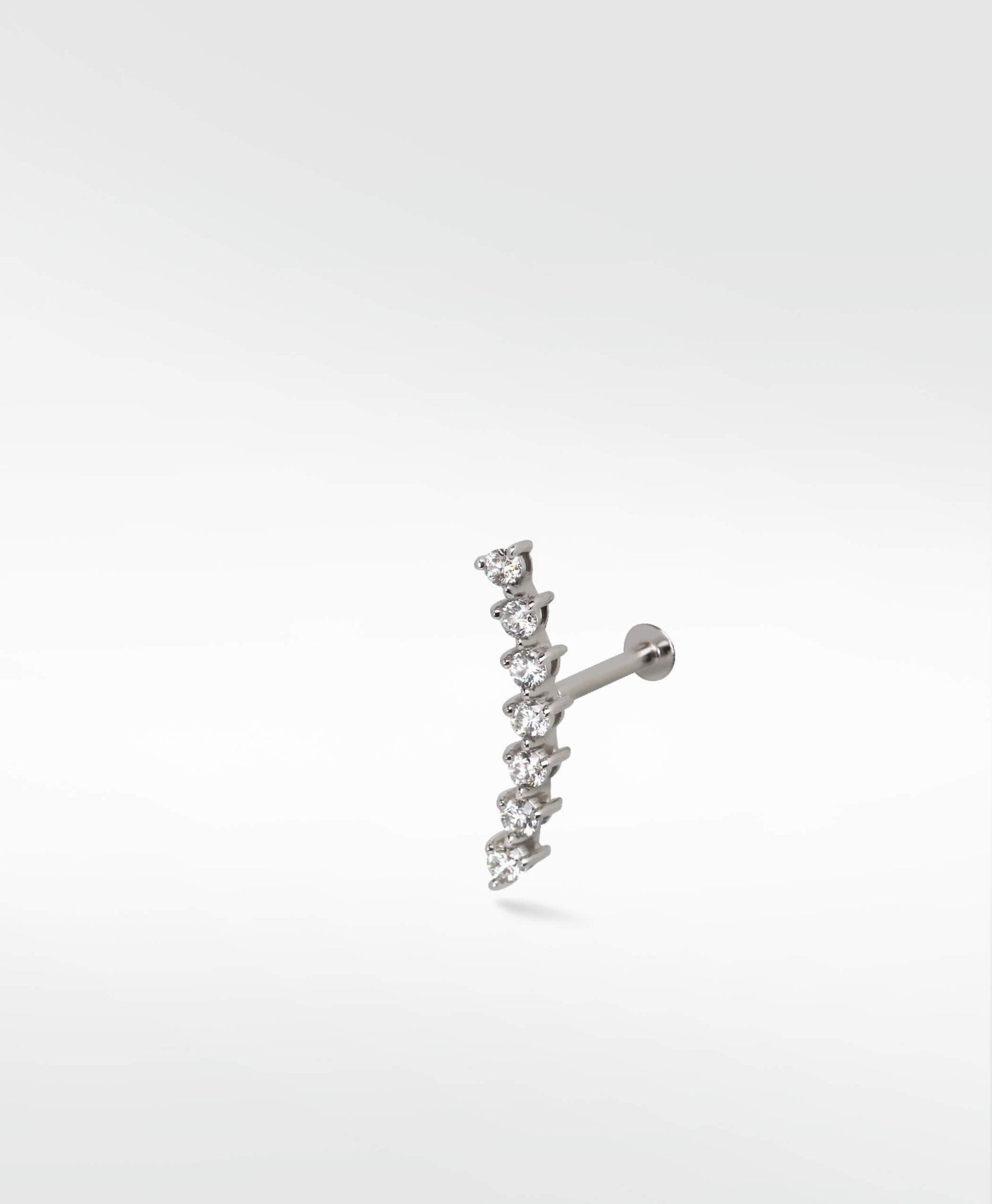 Modernist Linear Diamond Ear Crawler Labret Earring in 14K Gold - Lark and Berry