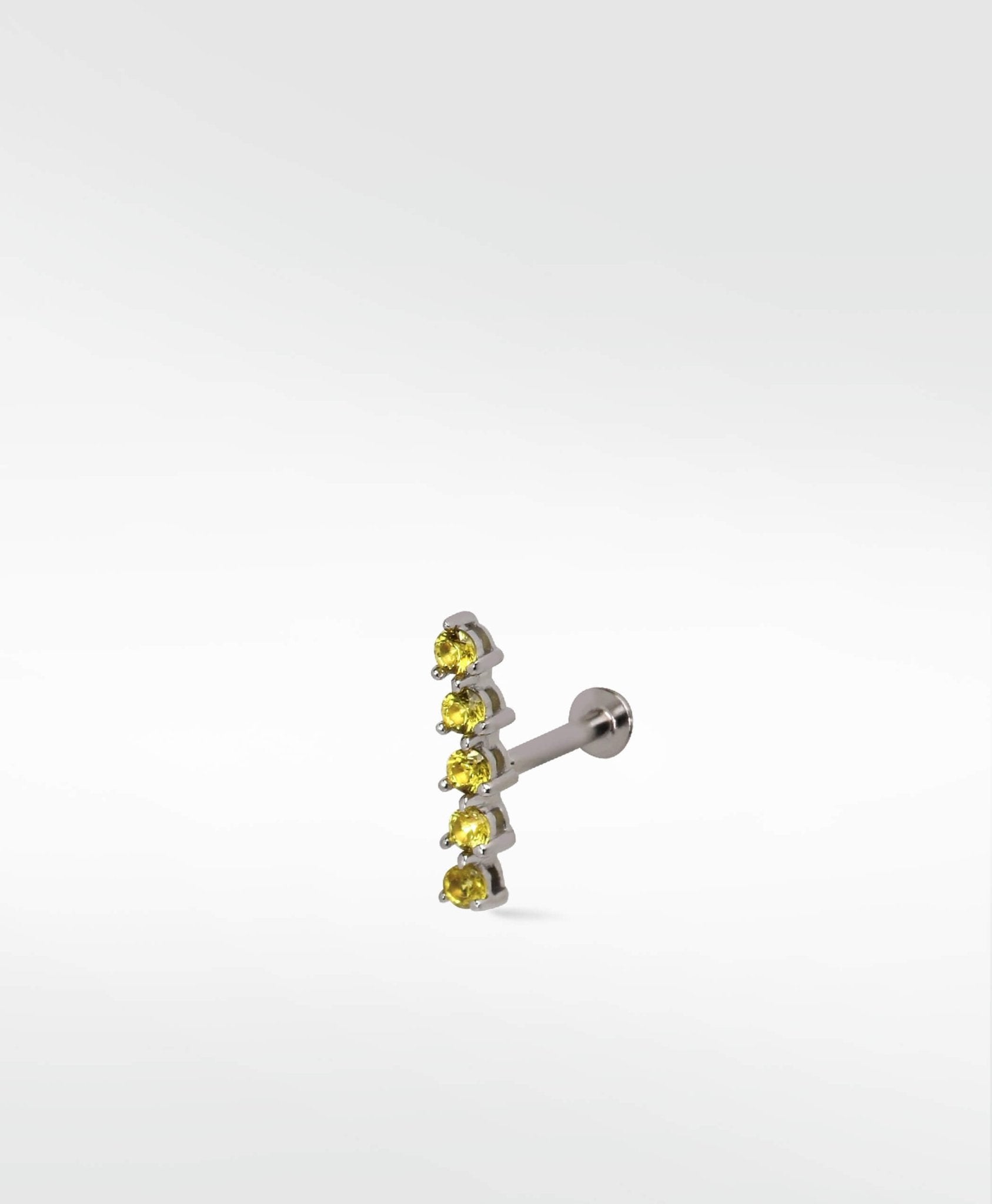 Modernist Tennis Small Ear Crawler Labret Earring in 14K Gold - Various Colourways - Lark and Berry