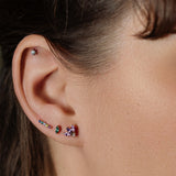 Blossom Stud Emerald and Diamond Earring
